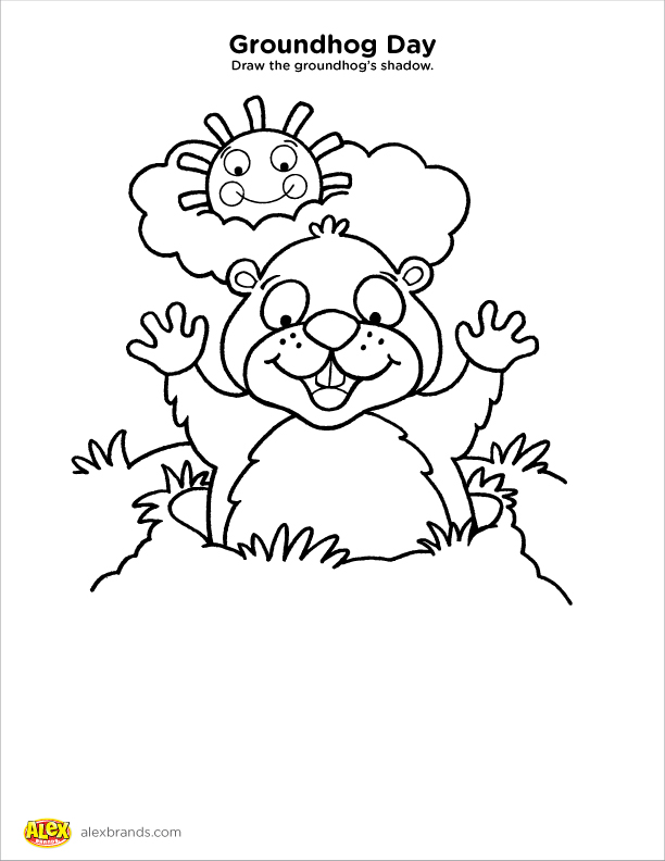 612x792 Groundhog Day Printable - Groundhog Line Drawing