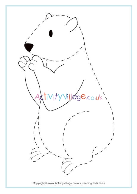 460x650 Groundhog Tracing Page - Groundhog Line Drawing