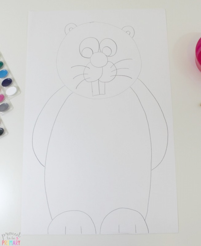 654x800 How To Draw A Groundhog The Directed Way To Teach Your Students - Groundhog Line Drawing
