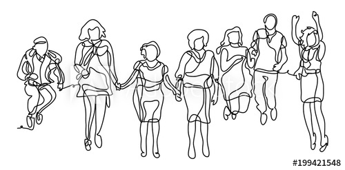 500x247 happy group of people jumping on a white background the concept - Group Of People Drawing