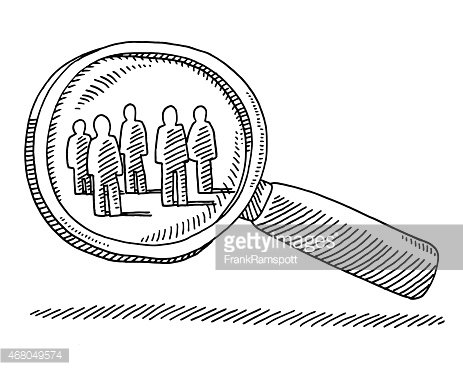 463x370 magnifying glass target group of people drawing premium clipart - Group Of People Drawing