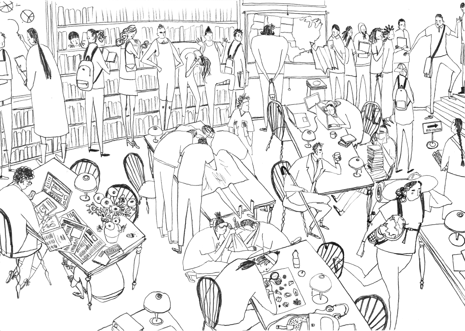 1500x1068 Market Drawing Free Download - Group Of People Drawing