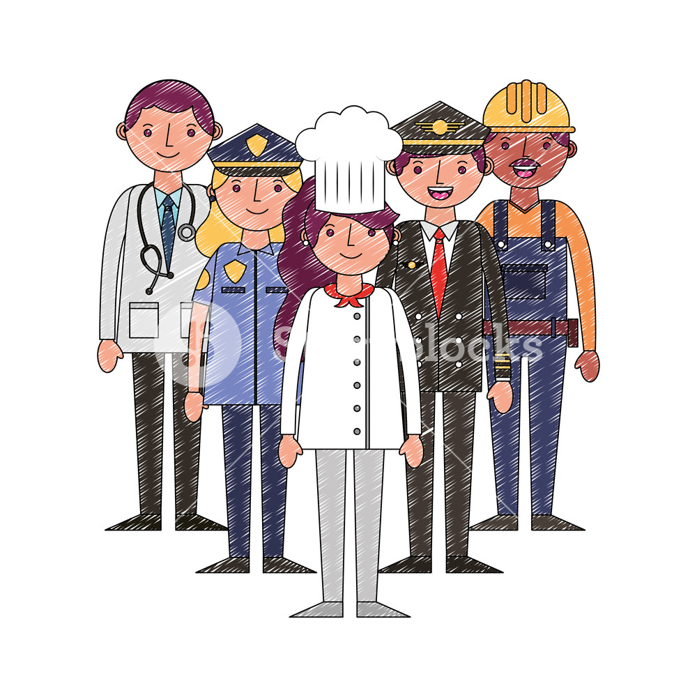 1000x1000 group people worker professionals occupation labor day vector - Group Of People Drawing