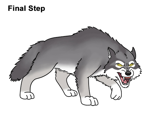500x386 how to draw a wolf growling - Growling Dog Drawing