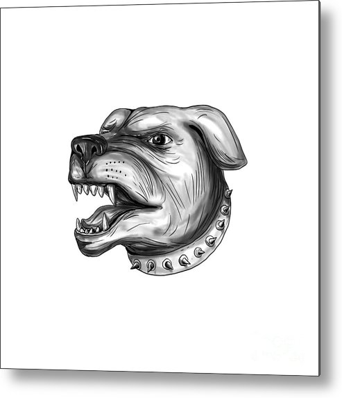 493x573 rottweiler dog head growling tattoo metal print - Growling Dog Drawing