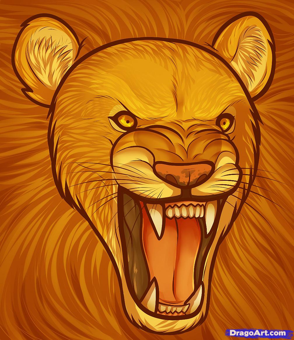 1008x1168 How To Draw A Lion Roaring, Roaring Lion, Step - Growling Lion Drawing