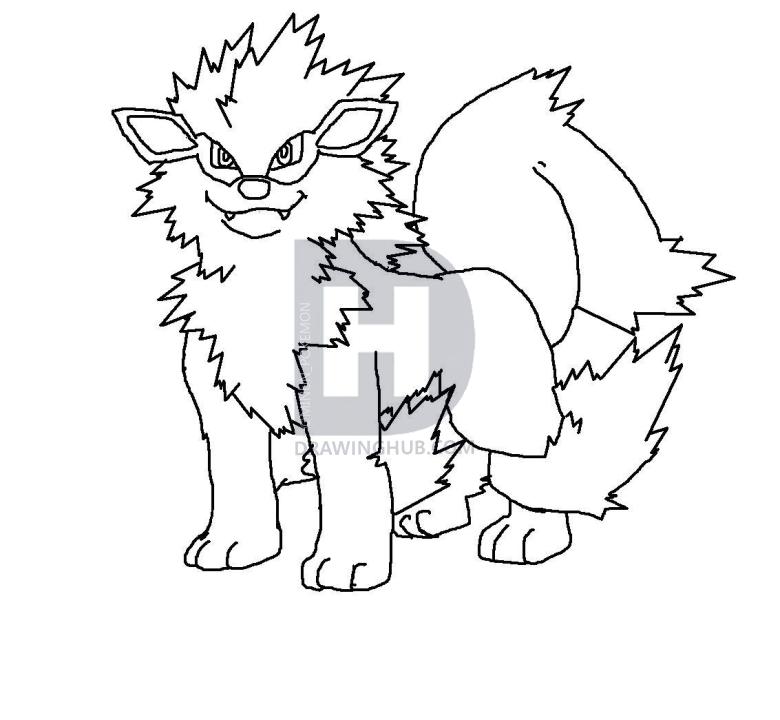780x720 How To Draw Arcanine, Step - Growlithe Drawing