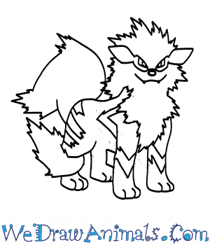 300x350 How To Draw Arcanine Pokemon - Growlithe Drawing