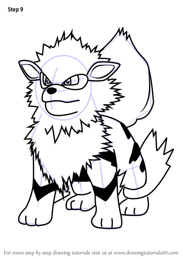 598x844 Arcanine Lineart Drawing Pokemon For Free Download - Growlithe Drawing