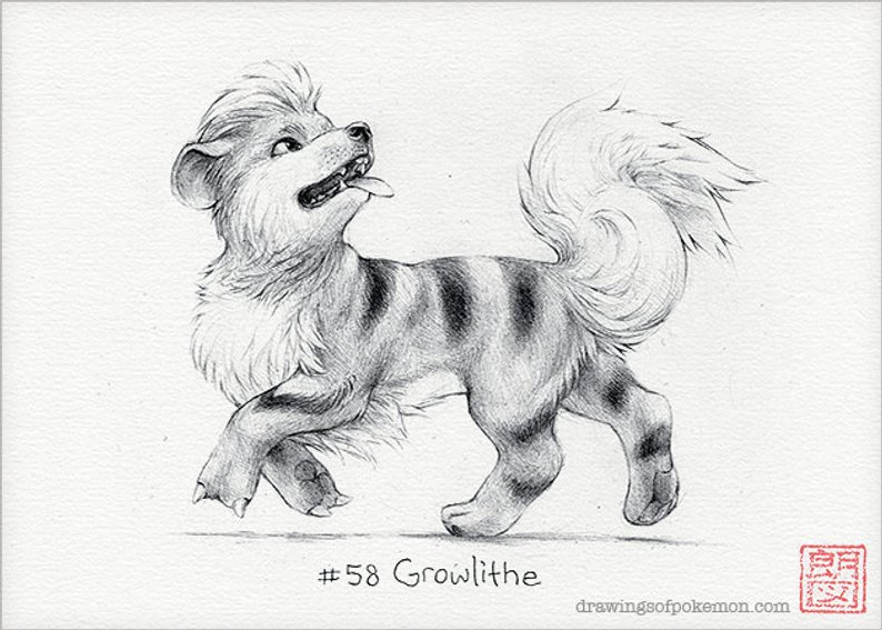 794x567 Growlithe X Print Pokemon Drawing Art Artwork Etsy - Growlithe Drawing