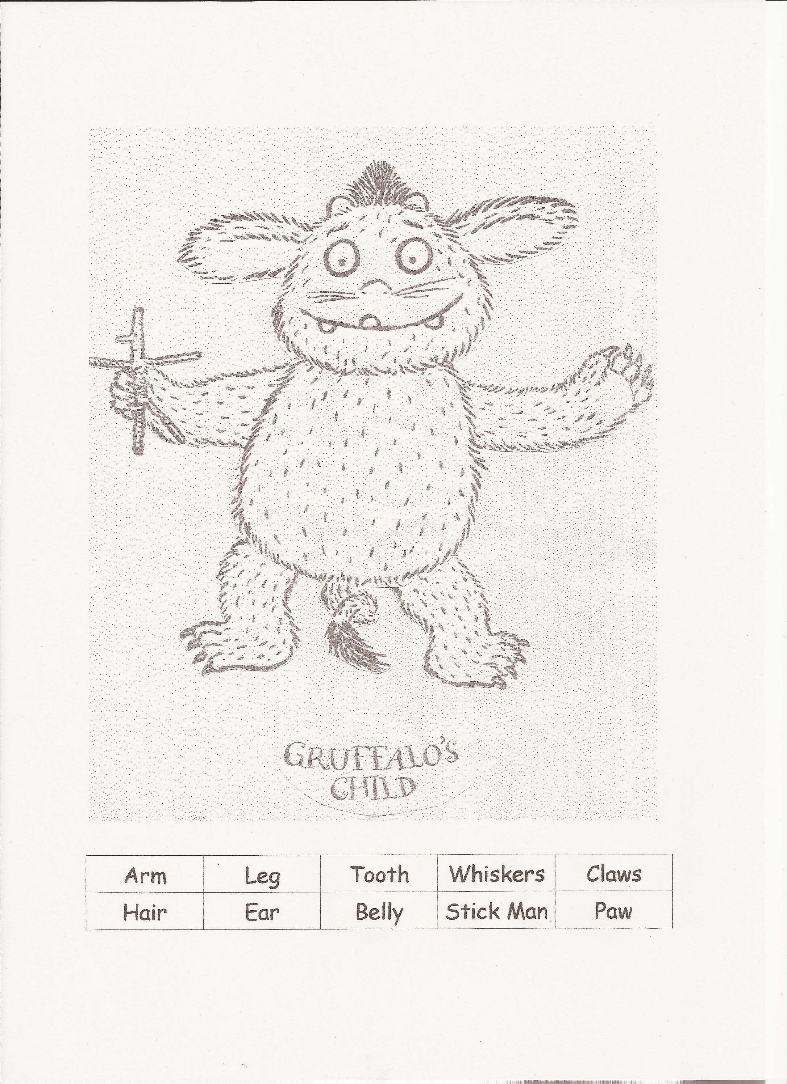 2550x3508 Gruffalo's Child Worksheet English Village - Gruffalo Drawing