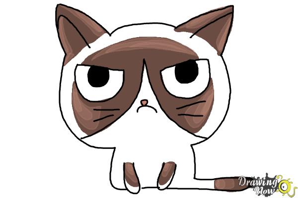 600x400 how to draw a grumpy cat - Grumpy Cat Cartoon Drawing