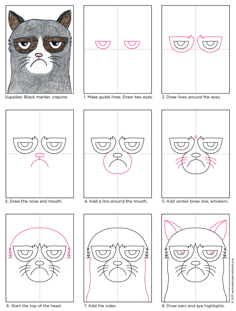 803x1056 how to draw grumpy cat art projects for kids - Grumpy Cat Drawing