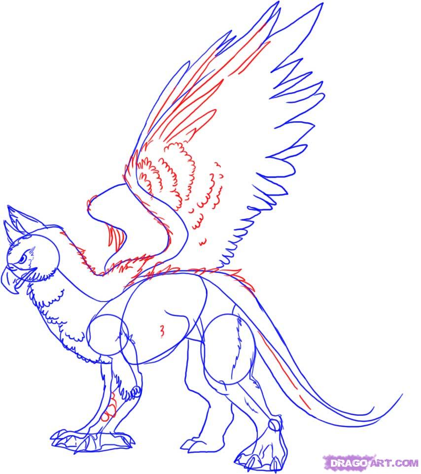 854x962 Draw A Gryphon, Step - Gryphon Drawing