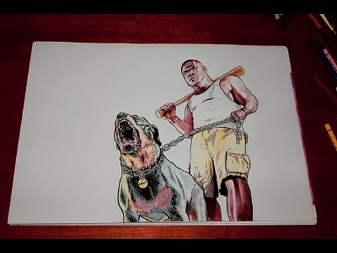 480x360 gta v speed drawing chop and franklin - Gta Drawing