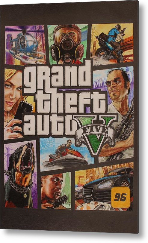 494x808 gta v box art cover colored drawing metal print - Gta Drawing