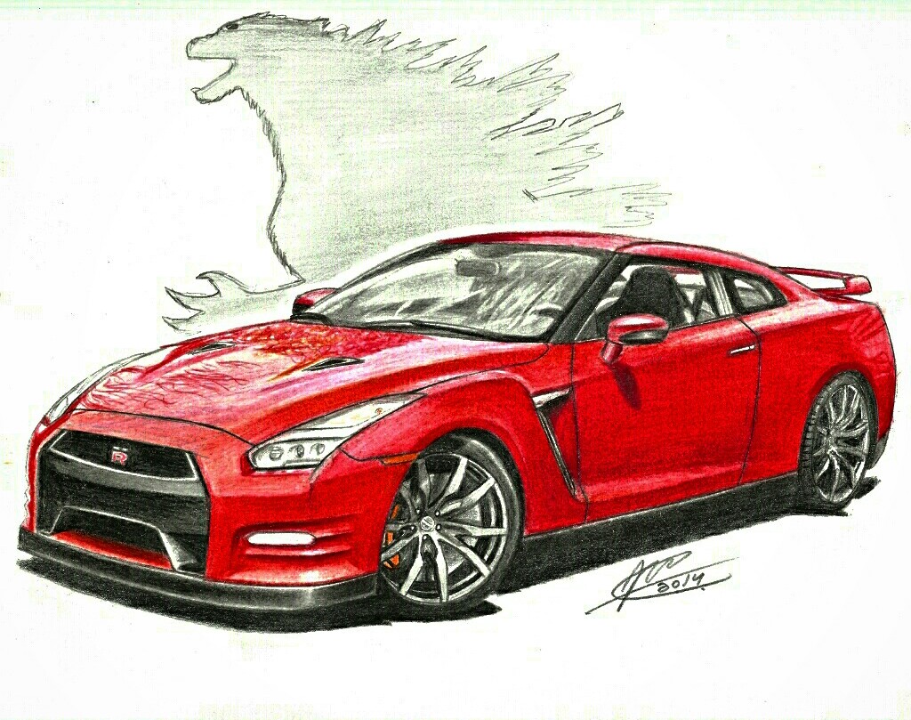 Nissan gtr рисунок