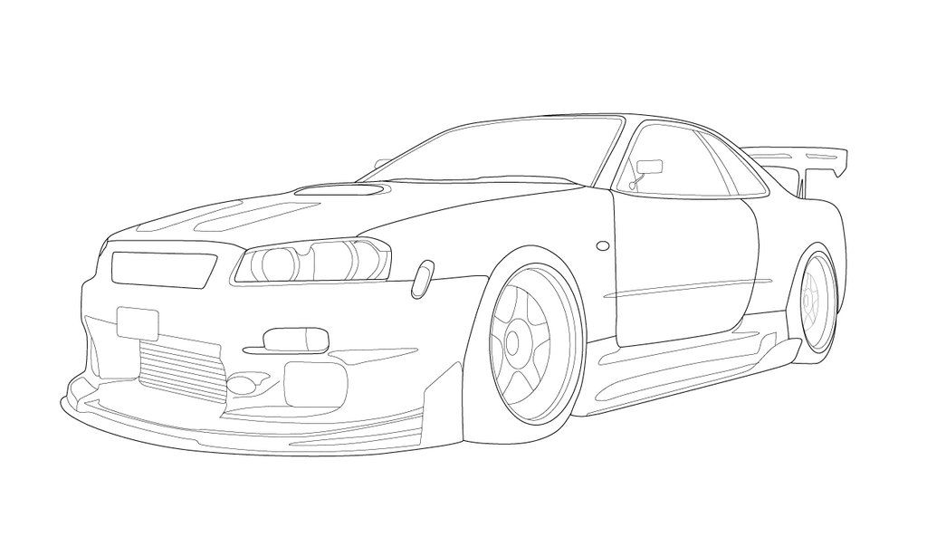 1024x614 Nissan Skyline Gtr To Draw - Gtr Drawing