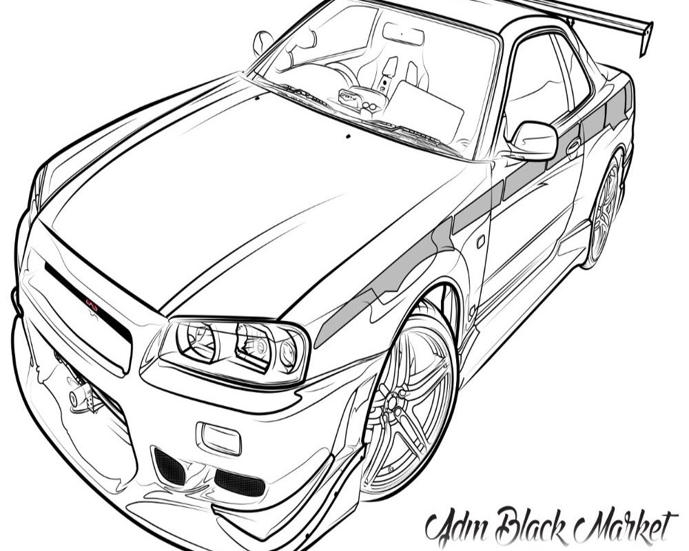 1000x800 Nissan Skyline Coloringes Gtr Colouringe Image Of Car - Gtr R35 Drawing