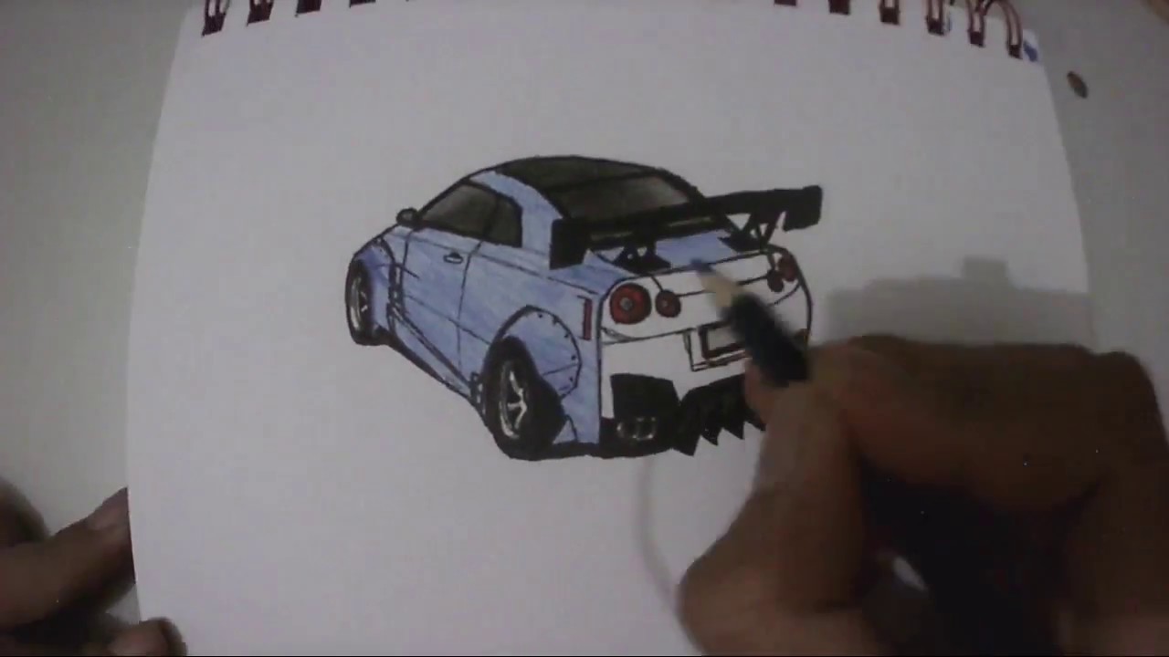 1280x720 Colored Pencil Drawing Nissan Skyline Gtr - Gtr R35 Drawing