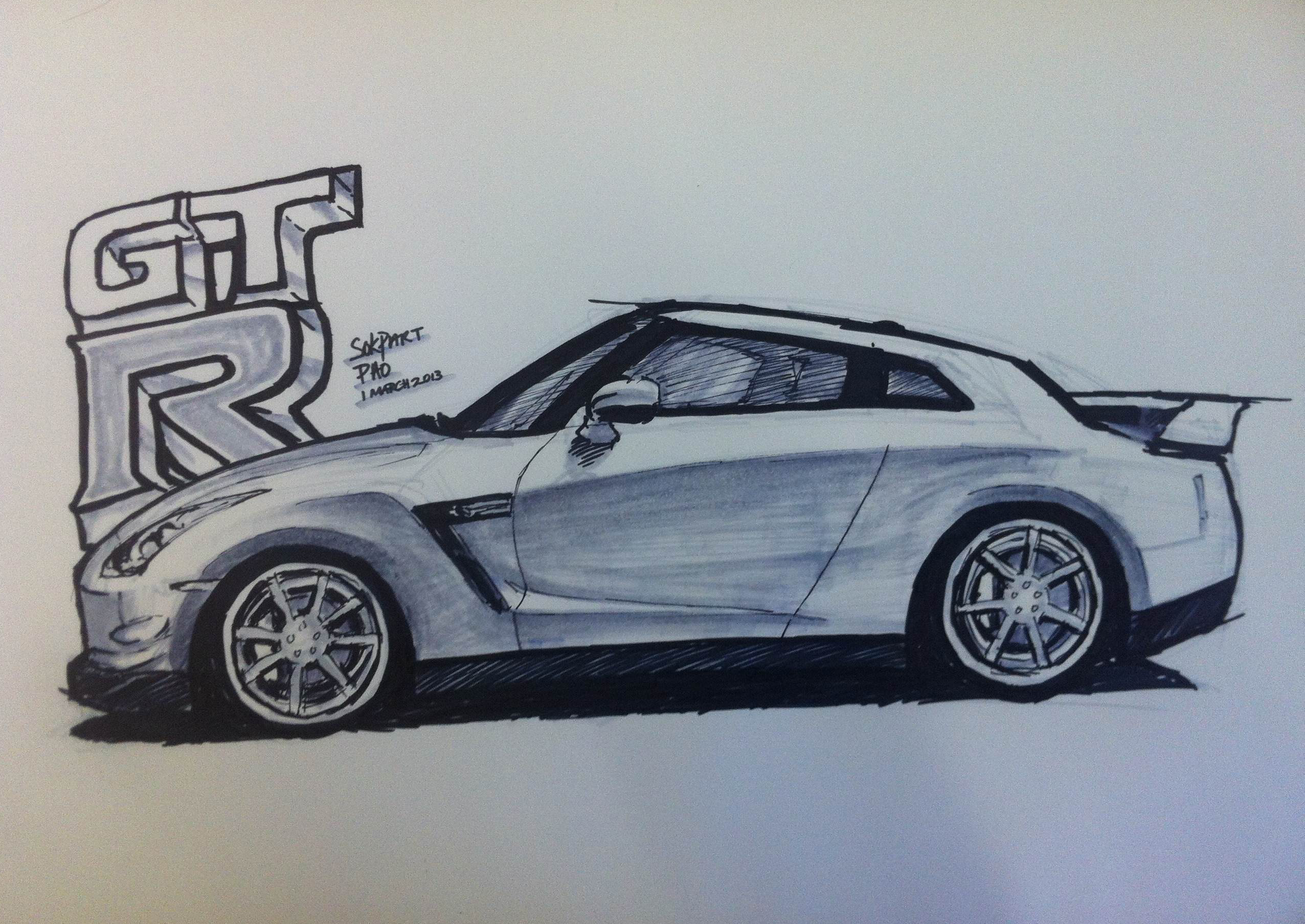 Как нарисовать nissan gtr