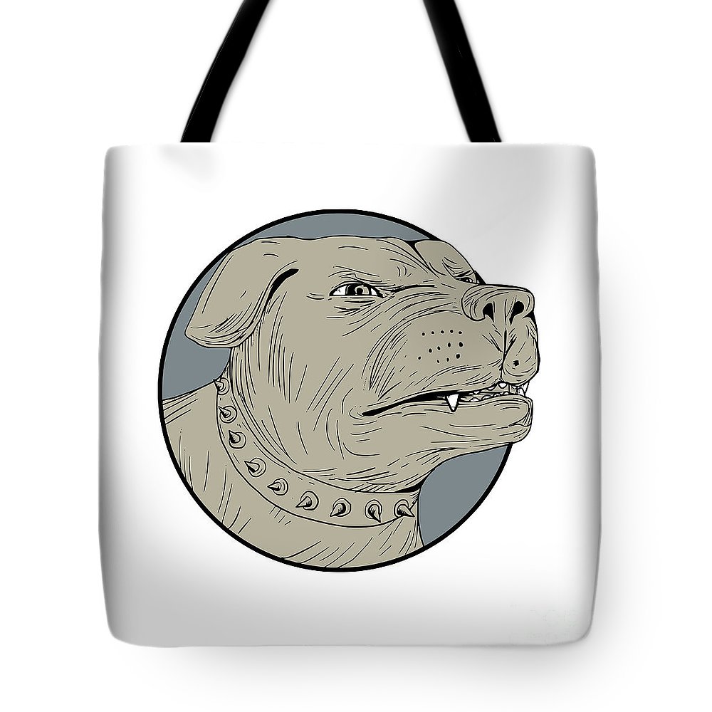 1000x1000 rottweiler guard dog head angry drawing tote bag for sale - Guard Dog Drawing