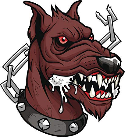 410x450 angry aggressive rabid guard dog cartoon vinyl decal - Guard Dog Drawing