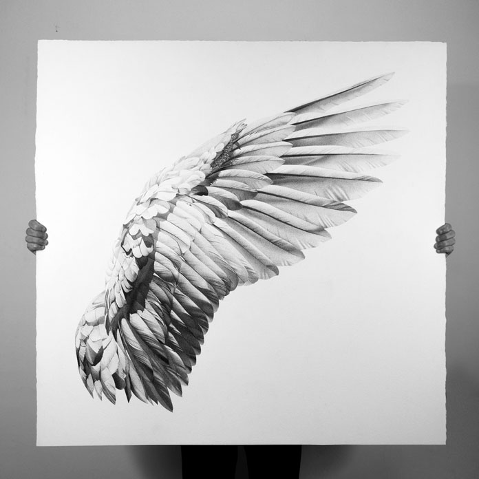696x696 Black Ink Pen Drawings - Guardian Angel Drawing