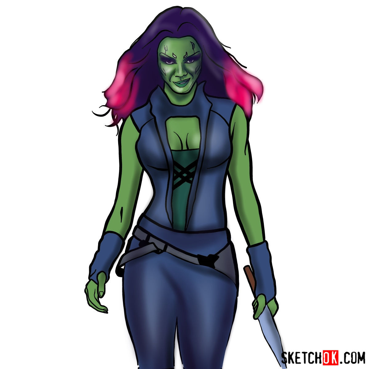 1200x1200 How To Draw Gamora From Guardians Of The Galaxy - Guardians Of The Galaxy Drawings