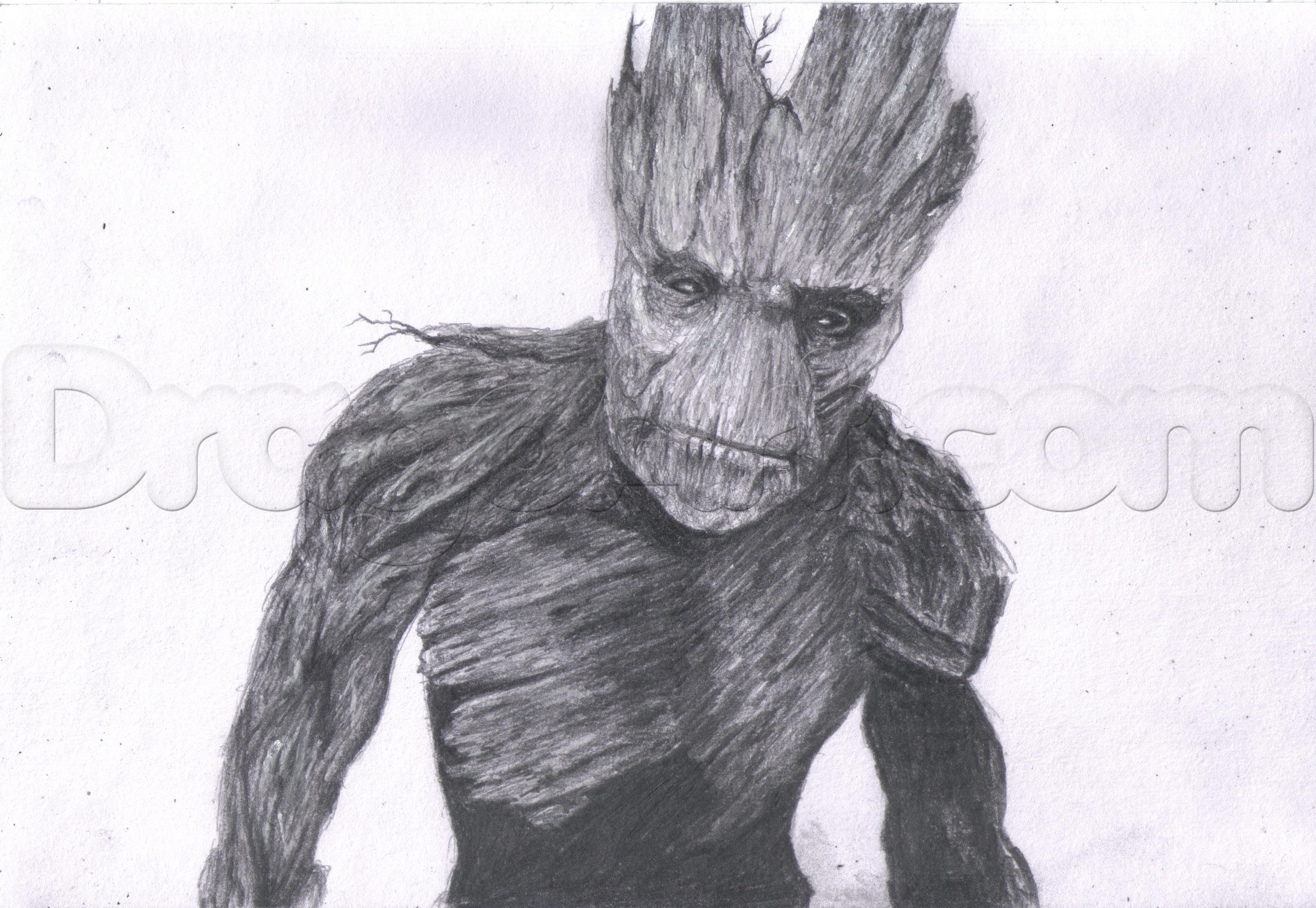 3476x2398 How To Draw Groot From Guardians Of The Galaxy, Step - Guardians Of The Galaxy Drawings
