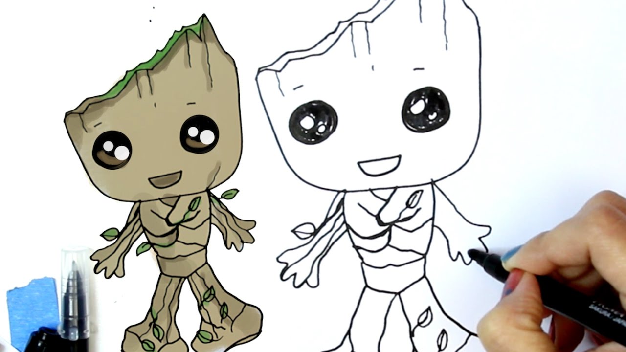 1280x720 How To Draw Baby Groot - Guardians Of The Galaxy Drawings