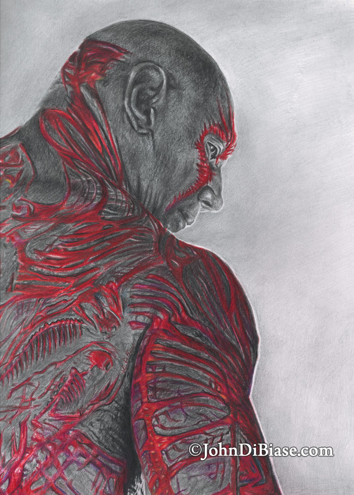 700x978 Colored Pencil Graphite Drawing Of Dave Bautista As Drax - Guardians Of The Galaxy Drawings