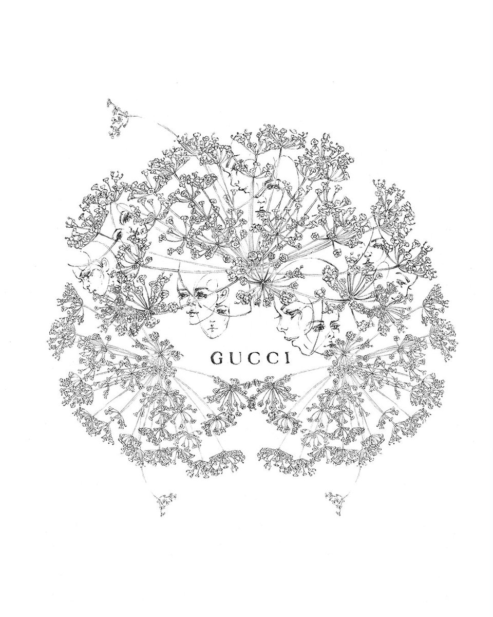 960x1200 faces are hiding in cassis buds, an ingredient of gucci bloom - Gucci Drawing