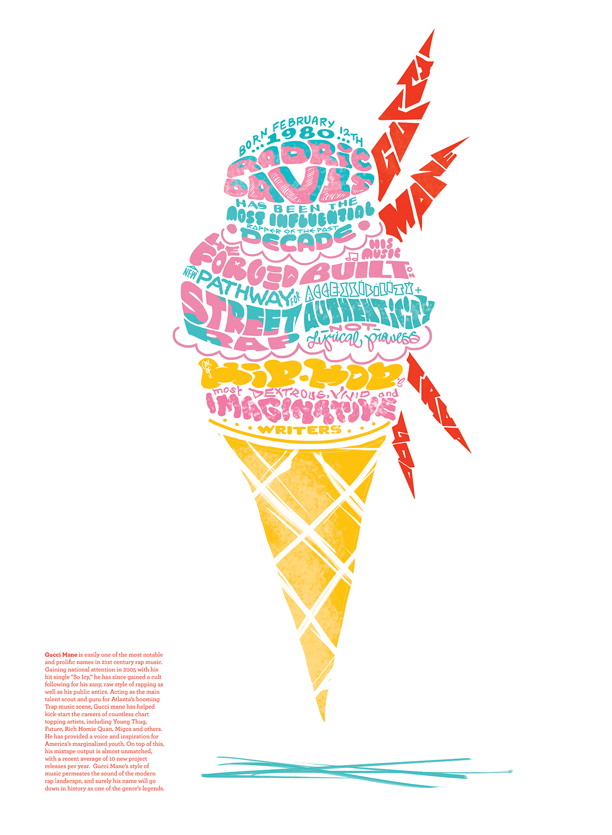 1200x1636 Gucci Mane Trap God Poster On Behance - Gucci Mane Ice Cream Cone Drawing