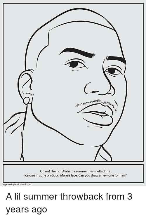 500x746 Oh No! The Hot Alabama Summer Has Melted The Ice Cream Cone - Gucci Mane Ice Cream Cone Drawing