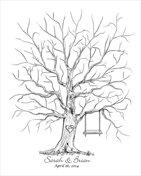 570x713 thumb tree guest book alternative de mariage livre par fancyprints - Guest Drawing