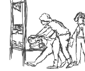 300x250 French Revolution Old Man On Guillotine Drawing - Guillotine Drawing