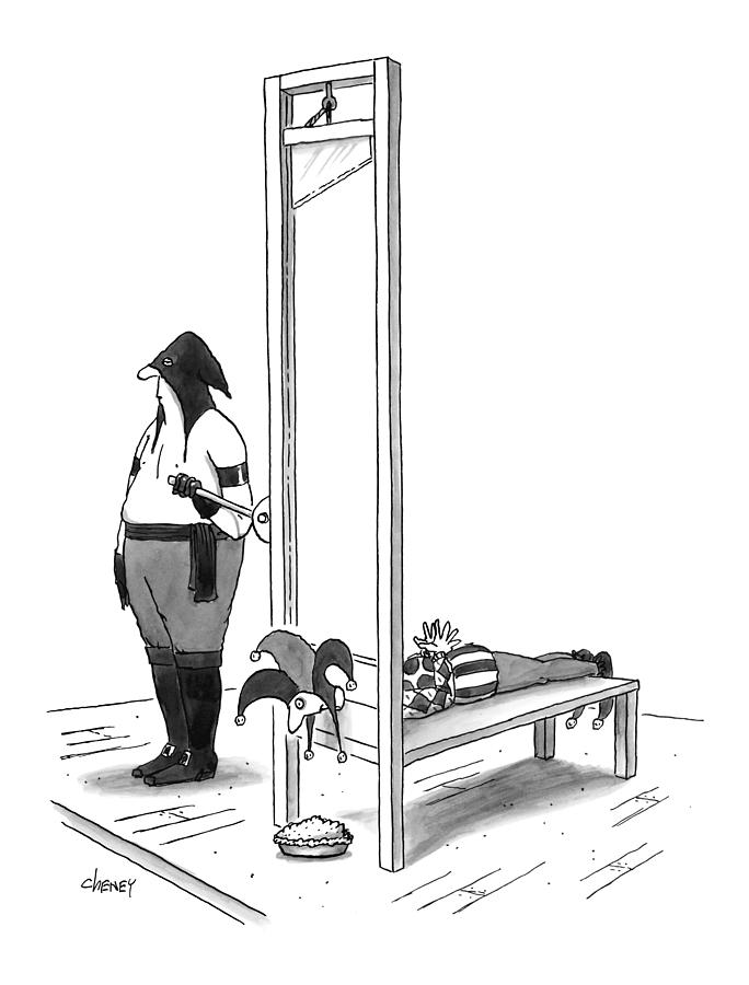 684x900 A Court Jester Is Awaiting The Guillotine Drawing - Guillotine Drawing