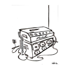 300x300 Guitar With Drawing - Guitar Amp Drawing