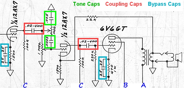 699x334 capacitors in guitar amps - Guitar Amp Drawing