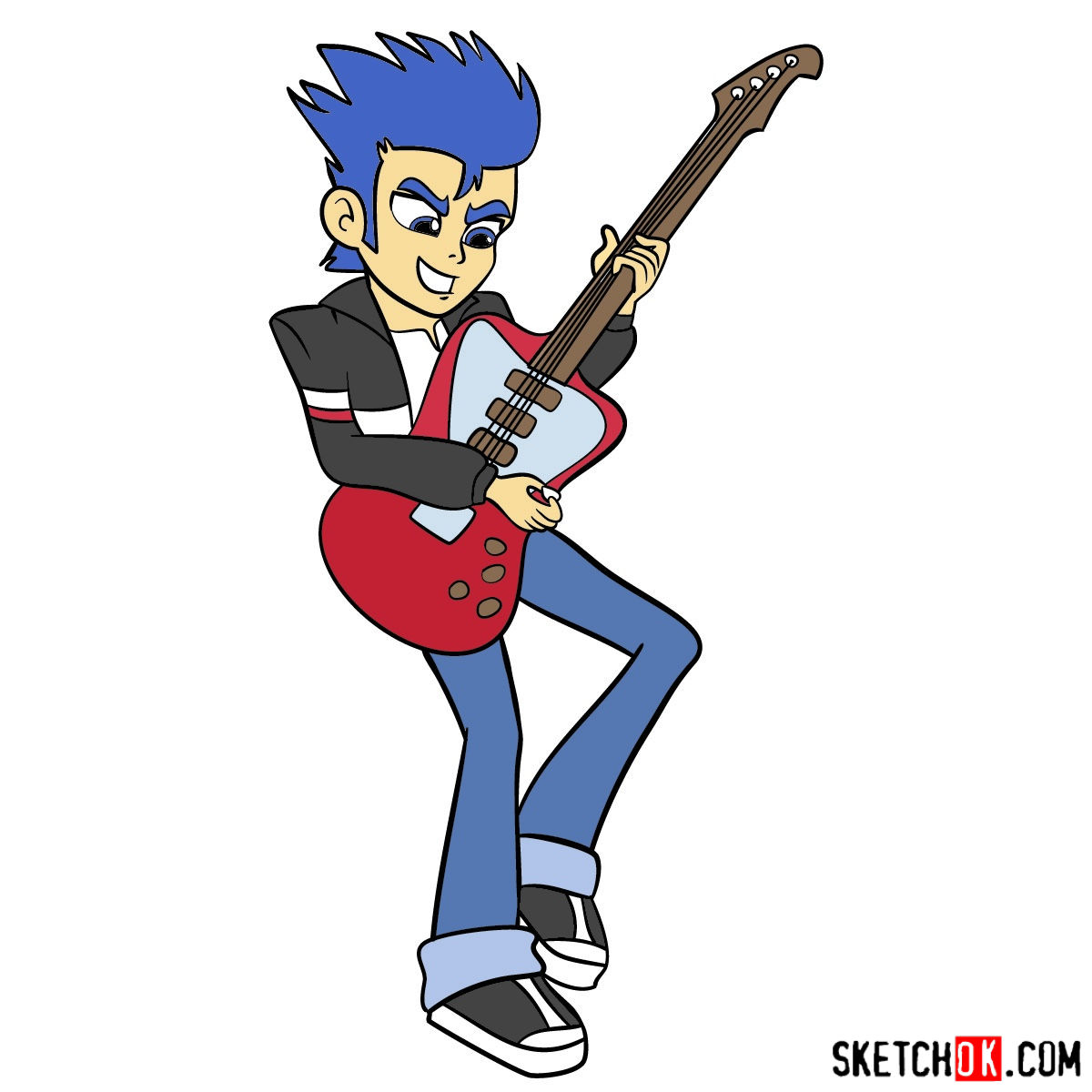 1200x1200 How To Draw Flash Sentry Playing The Guitar Equestria - Guitar Cartoon Drawing