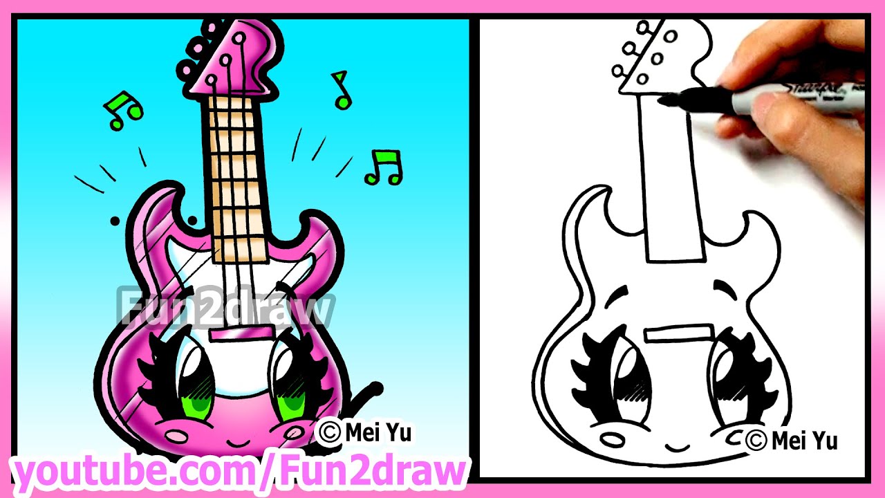 1280x720 Learn To Draw - Guitar Cartoon Drawing