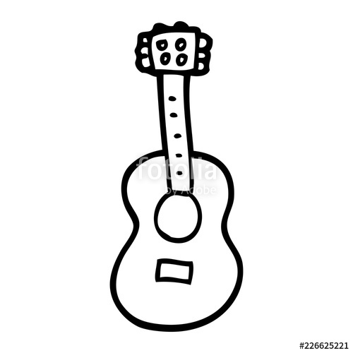 500x500 Line Drawing Cartoon Guitar Stock Image And Royalty Free Vector - Guitar Cartoon Drawing