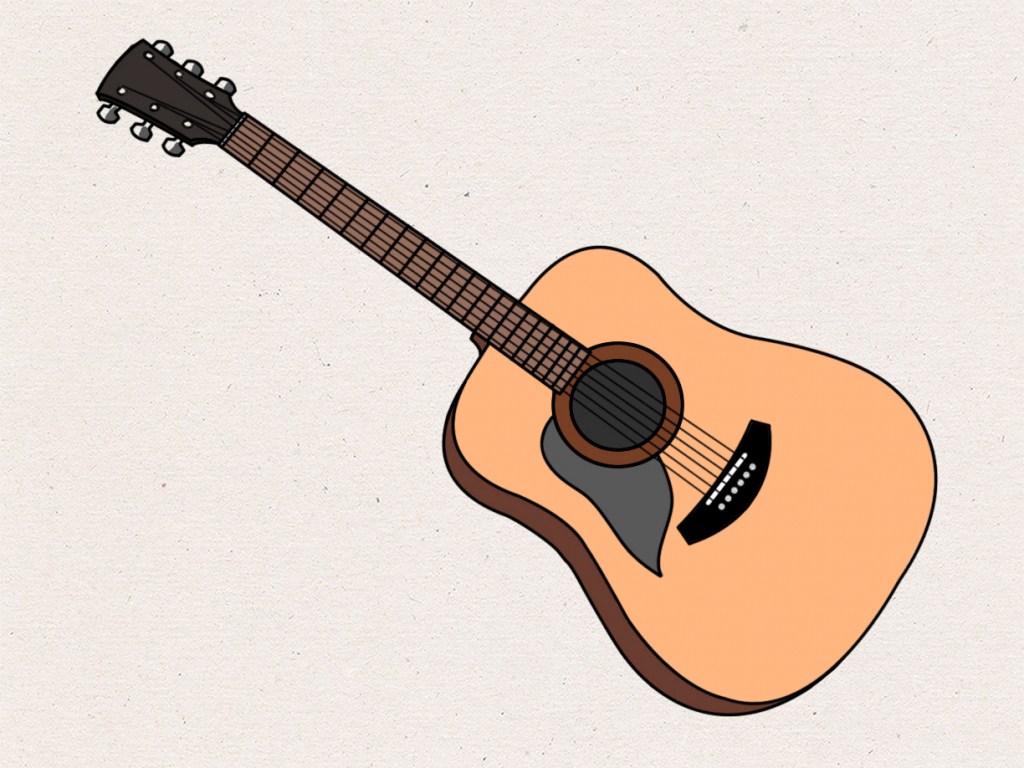 1024x768 Guitar Drawing Easy Step - Guitar Drawing