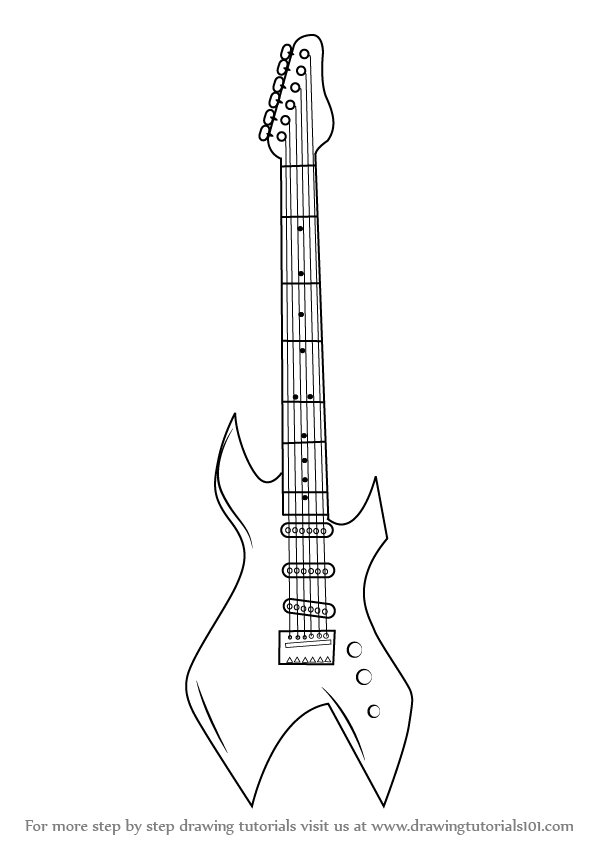 598x844 Learn How To Draw An Electric Guitar - Guitar Drawing