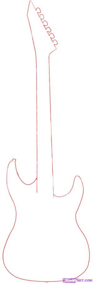 300x915 How To Draw An Electric Guitar, Step - Guitar Drawing Easy