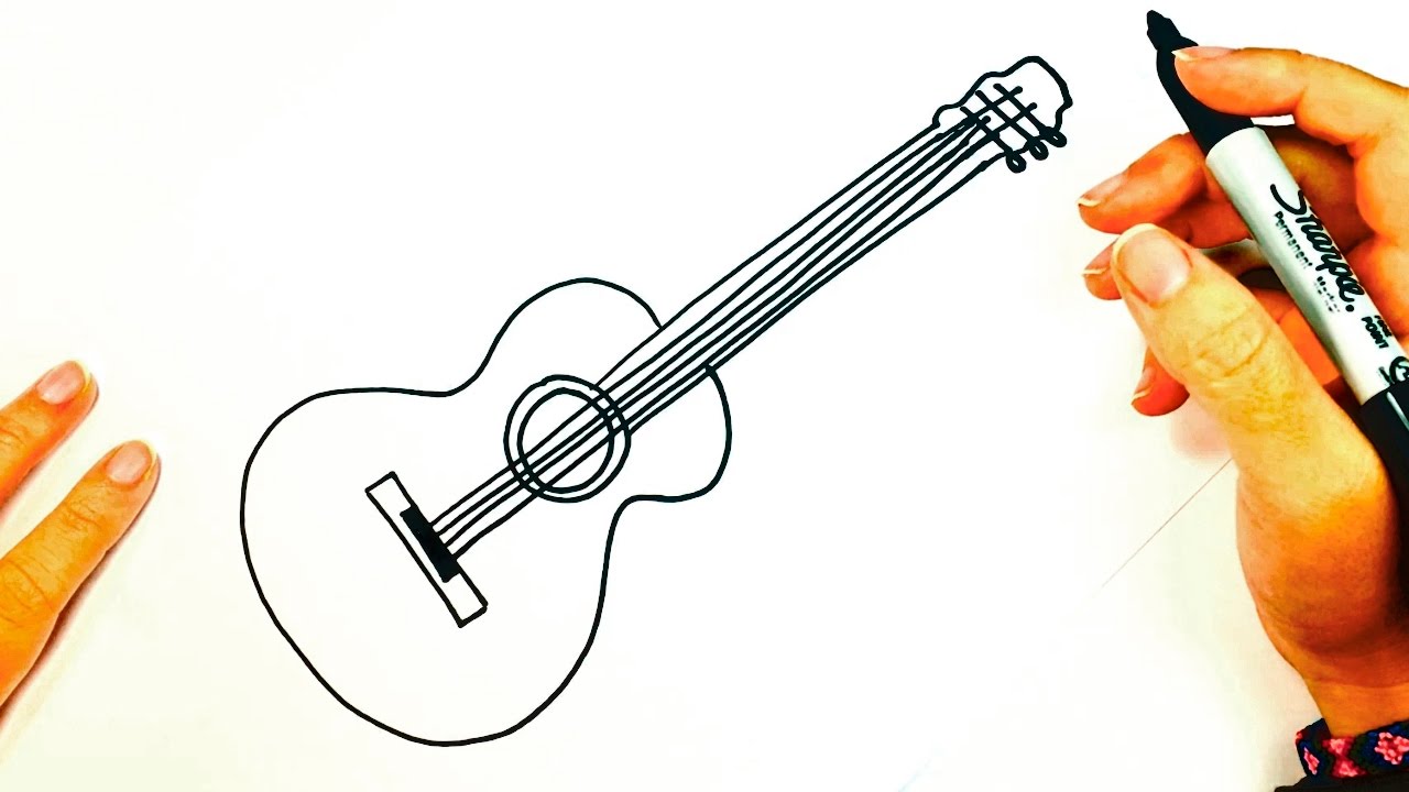 1280x720 How To Draw A Acoustic Guitar Acoustic Guitar Easy Draw Tutorial - Guitar Drawing Easy
