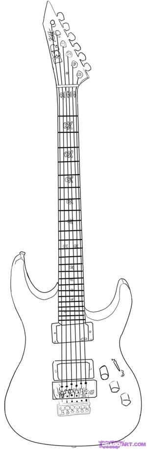 300x915 How To Draw An Electric Guitar, Step - Guitar Drawing Images