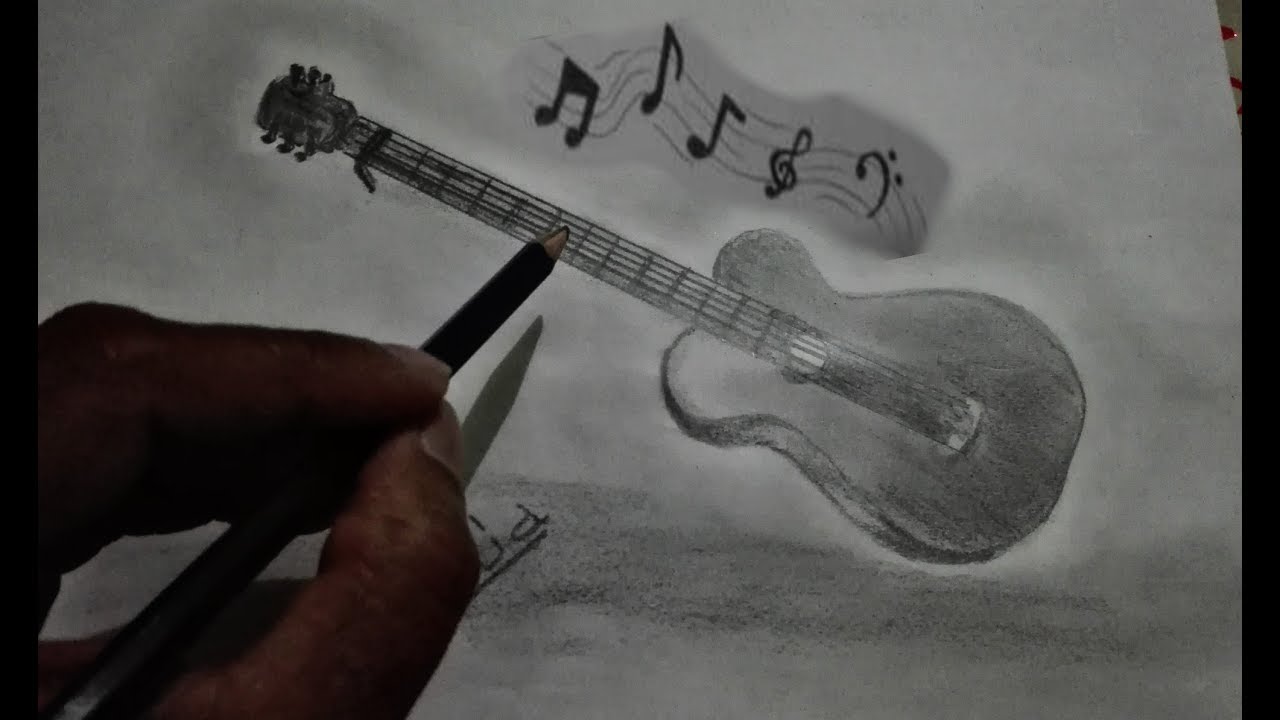 1280x720 How To Drawing Guitar Pencil Drawing - Guitar Drawing In Pencil