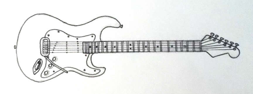 864x322 Pictures Guitar Pencil Sketch - Guitar Drawing In Pencil